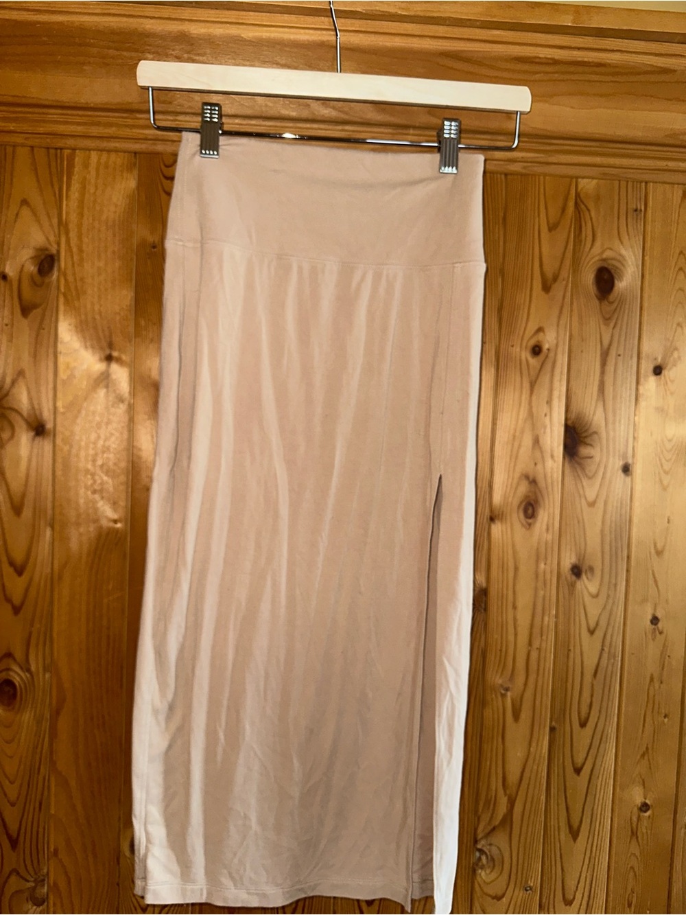 Babaton Cream Midi Skirt with Side Slit